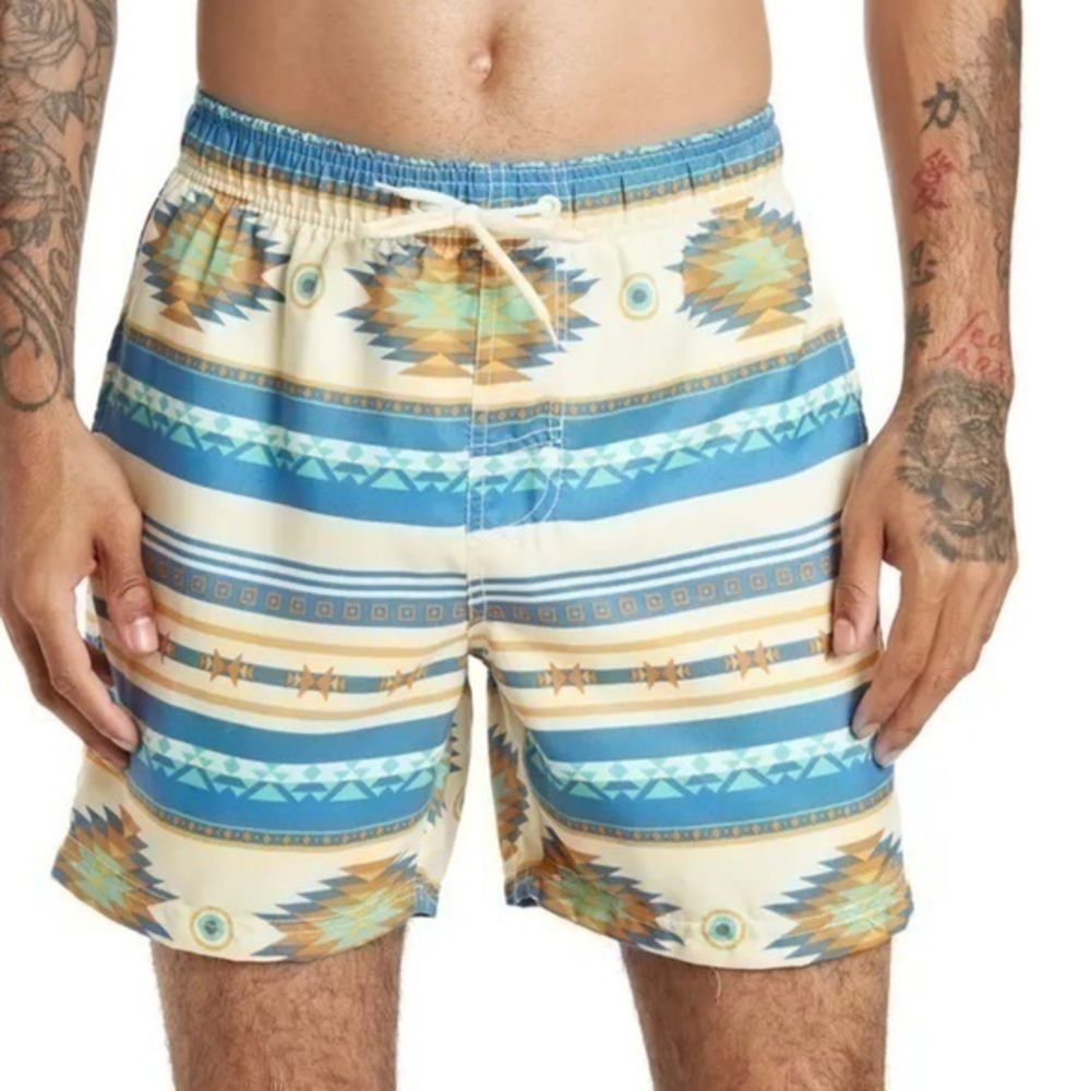 Burnside Aztec Print Swim Trunks . Size XL
